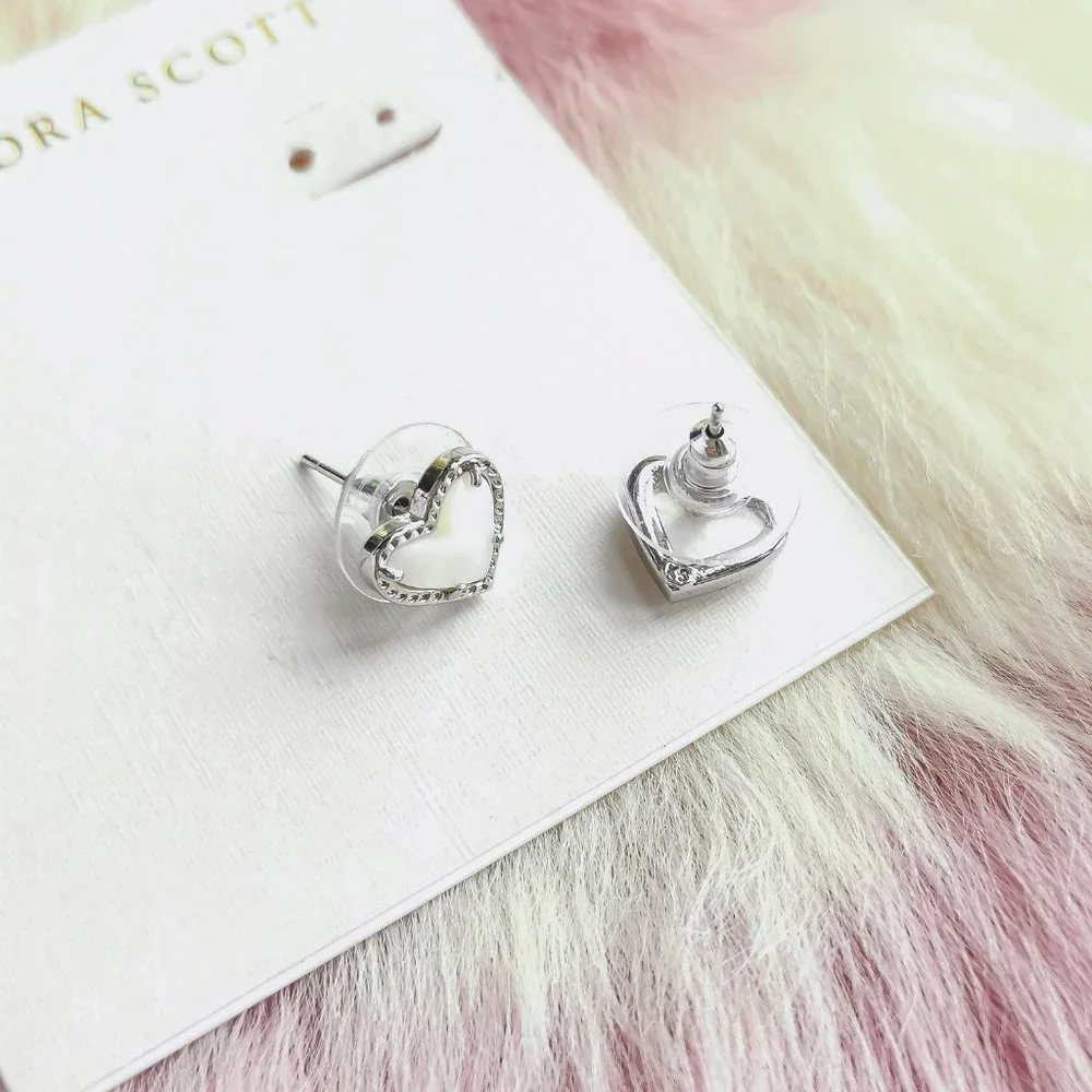 Silver Ari Ivory Mother-Of-Pearl Stud Earrings - Picture 3 of 3